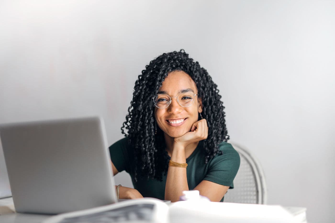 A woman learning and reading