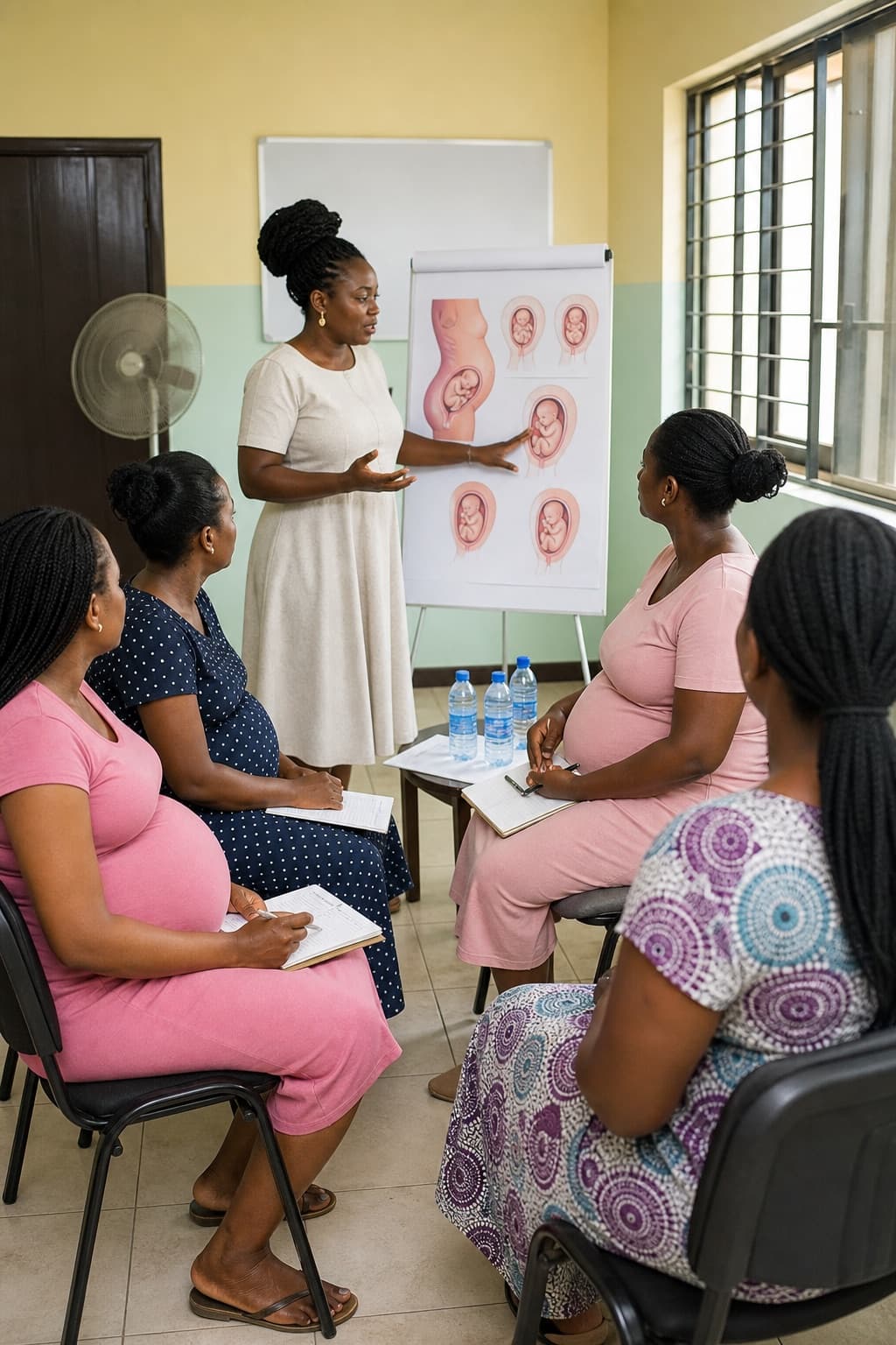Pregnant women in an antenatal class