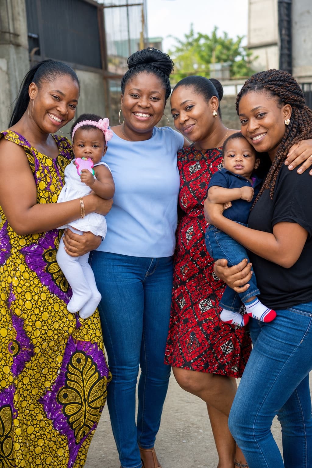 A group of mothers together with their children